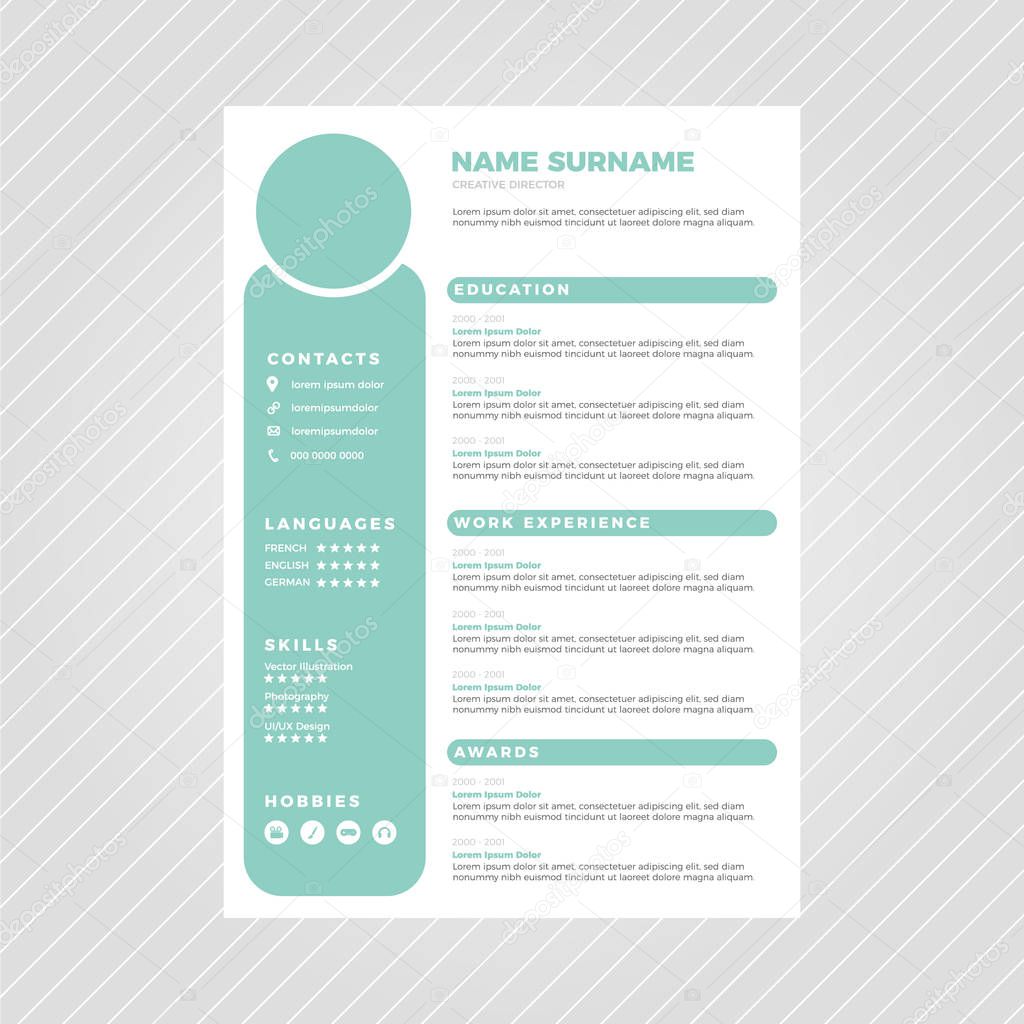 Light blue professional resume cv design template