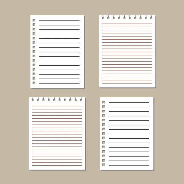 Conjunto Páginas Caderno Branco Modelo Design —  Vetores de Stock