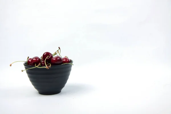 Black Bowl Black Berry Isolated White Background Image Contains Copy — Stock Photo, Image
