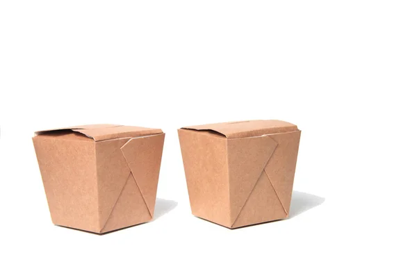 Deux Wok Box Isolés Sur Fond Blanc Image Contient Espace — Photo