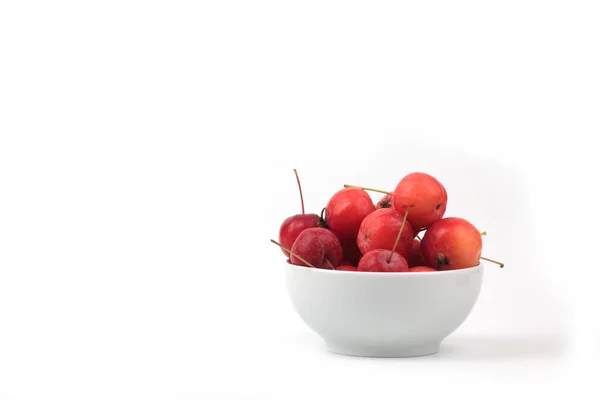 White Bowl Apples Isolated White Background Image Contains Copy Space — Stock Photo, Image