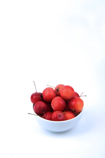 White Bowl Apples Isolated White Background Flat Lay Vertical Image — Stock Photo, Image