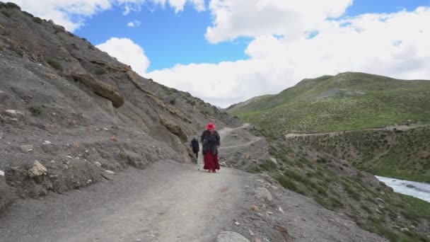 Ngari Tibet Chine Août 2019 Des Moines Tibétains Route Vers — Video