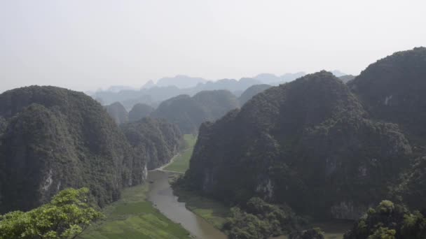 Ninhbinh Deki Hang Mua Mua Mağarası Manzarası Pirinç Tarlalarının Muhteşem — Stok video