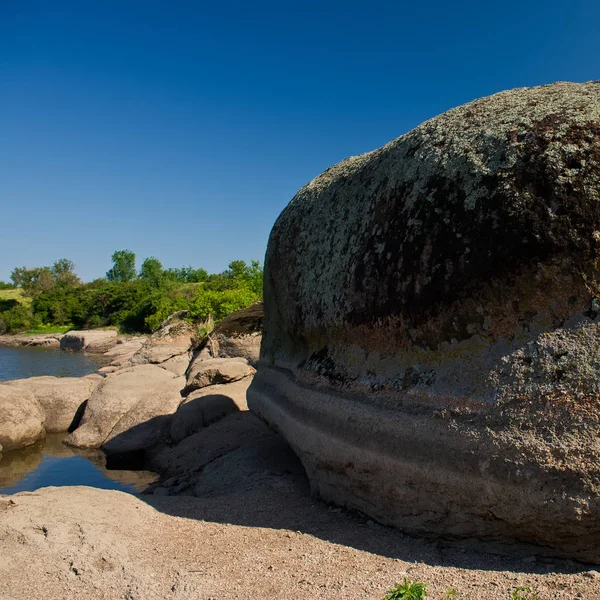 Granite Boulders Banks River Countryside — Stock Photo, Image