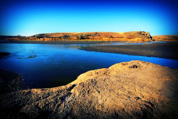 Каміння Пейзажній Річці Небі Сільській Місцевості — стокове фото