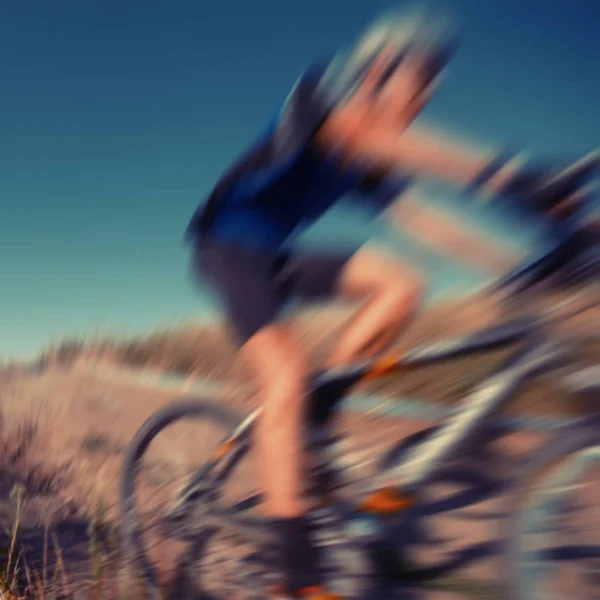 Fundo Borrado Passeios Ciclista Corrida Terreno Acidentado — Fotografia de Stock