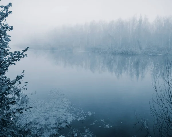 田舎の川で霧の朝 — ストック写真