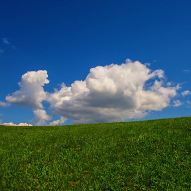bulutlar ile yeşil tepeler bahar mevsimi manzara.