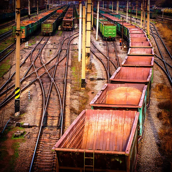 Clasificación Vagones Composiciones Estaciones Ferrocarril Industriales — Foto de Stock