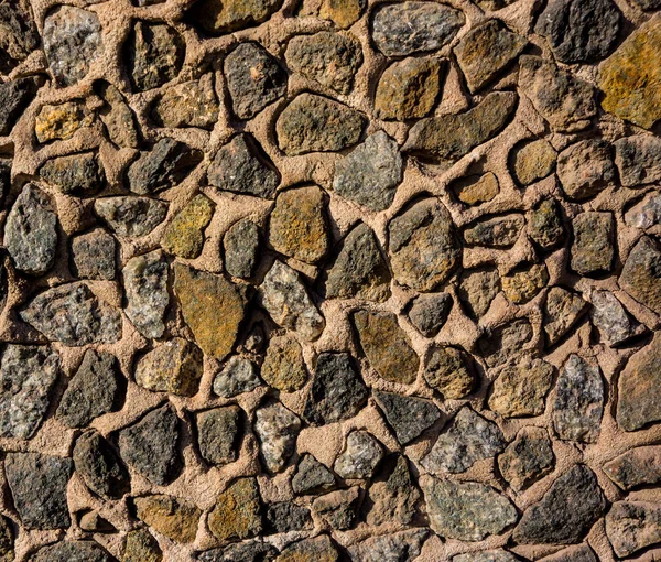 Wall Surface Covered Mosaics Stones Cement Closeup — Stock Photo, Image