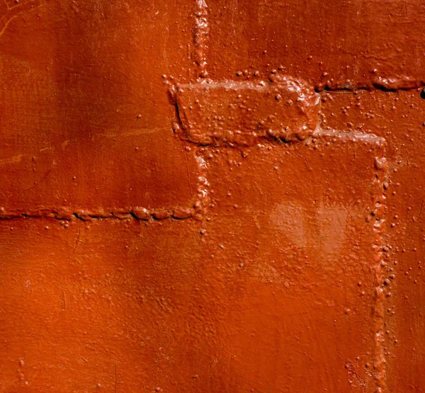 Tôle Recouverte Une Nouvelle Peinture Rouge Marron Taches — Photo