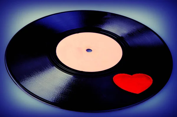 Valentijn Hart Ligt Oude Vinyl Record — Stockfoto