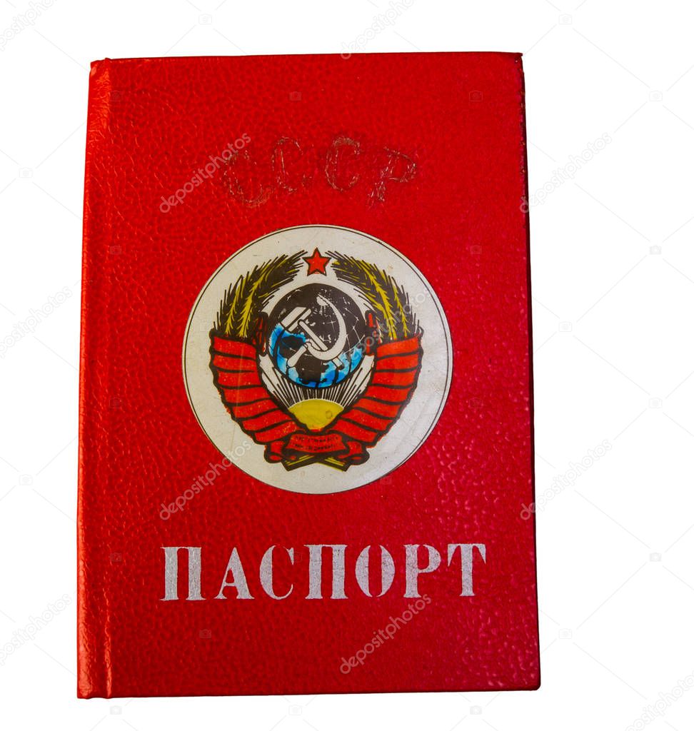 Cubierta de pasaporte de la URSS aislada sobre un fondo blanco 2024