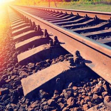 kırsal kesimde demiryolu hattı parçası