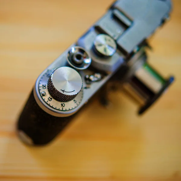 Frammento Della Cinepresa Tavolo Legno — Foto Stock