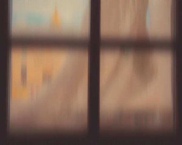 Blick Aus Dem Alten Fenster Verschwommener Hintergrund — Stockfoto