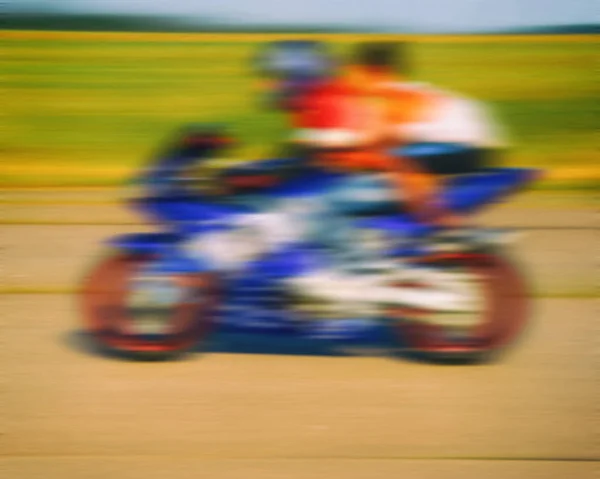 Fundo Desfocado Motociclista Pista Velocidade — Fotografia de Stock