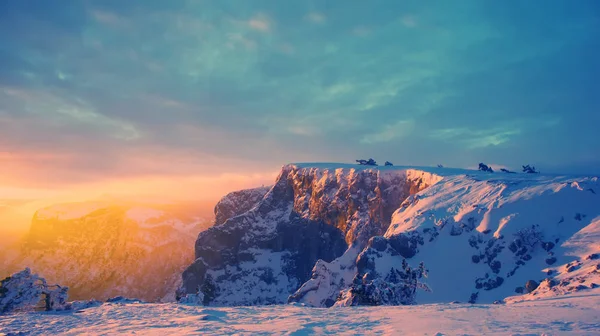 Tramonto Sulle Montagne Neve Inverno — Foto Stock