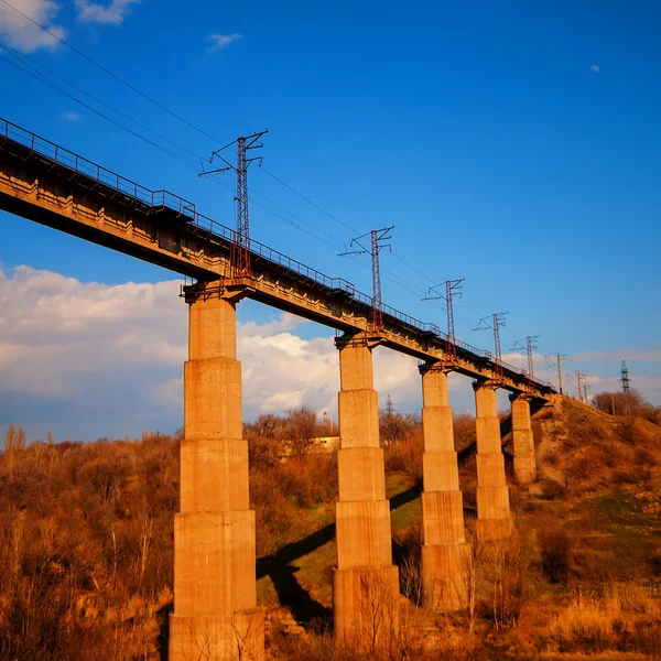 Railway Bridge Background Blue Sky — Stock Photo, Image