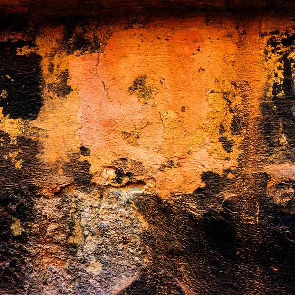 Concrete Wall Damaged Plaster Remains Old Bituminous Paints — Stock Photo, Image