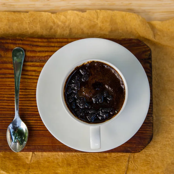 Tasse Kaffee Auf Einem Tisch Einem Café — Stockfoto