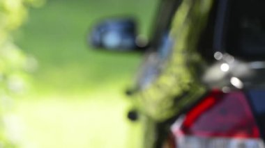 doğada park edilmiş araba üzerinde yeşil ağaç dalları doğal görüntüleri