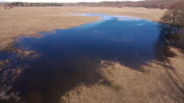 Aerial Footage Lugna Naturliga Landskap Med Blå Sjön — Stockvideo