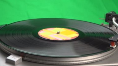 yeşil izole vintage vinil oynatıcı yakın çekim görüntüleri