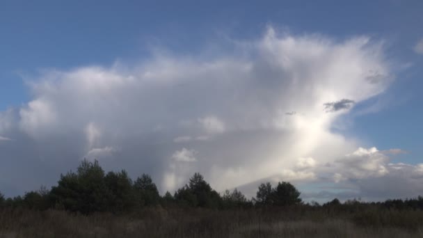 Mooie Beelden Van Rustige Landschap Met Stormachtige Wolken Boven — Stockvideo