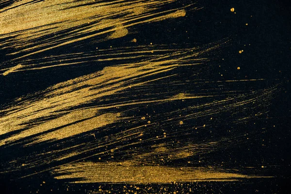 Strokes Golden Paint Brush Black Paper Abstract Background — Stock Photo, Image