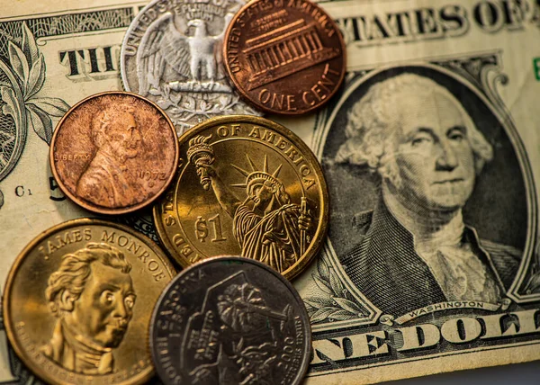 Een Amerikaanse Dollar Contant Geld Munten Bedrijfsconcept — Stockfoto