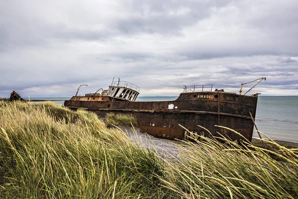 Shipwreck Called Amadeo Coast Magellan Strait Rusty Warship Wreck Tierra — Stock Photo, Image