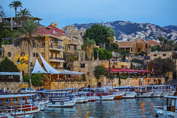 Byblos Libanon Oktober 2018 Historiska Hus Och Båtar Den Gamla — Stockfoto