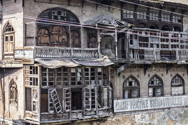 Casco Antiguo Srinagar Antiguas Casas Madera Piedra Ciudad Vieja Srinagar — Foto de Stock