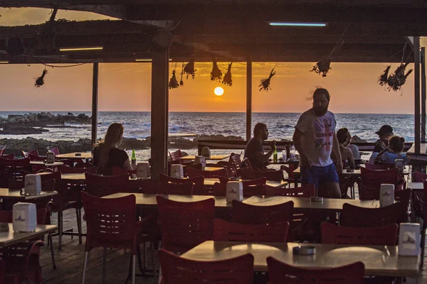 Beach Cafe Fanar Coastal Old Town Tyre South Lebanon People — Stock Photo, Image