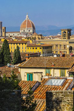Floransa Katedrali havadan görünümü Michelangelo Meydanı, resmen Cattedrale di Santa Maria del Fiore, İtalya