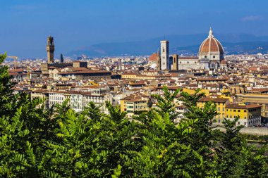 Floransa Katedrali havadan görünümü Michelangelo Meydanı, resmen Cattedrale di Santa Maria del Fiore, İtalya
