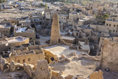 Shali kale kalıntıları, Siwa oasis eski şehir, Mısır. Şehrin Siwa, Mısır havadan görünümü