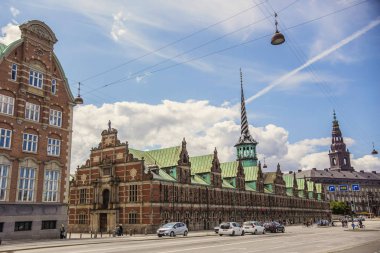 Cityscape bir Kopenhag, Brsen, Brsbygningen, Kopenhag, Danimarka merkezinde 17. yüzyıl Menkul Kıymetler Borsası olarak da bilinir