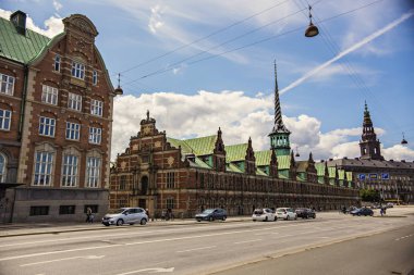 Cityscape bir Kopenhag, Brsen, Brsbygningen, Kopenhag, Danimarka merkezinde 17. yüzyıl Menkul Kıymetler Borsası olarak da bilinir