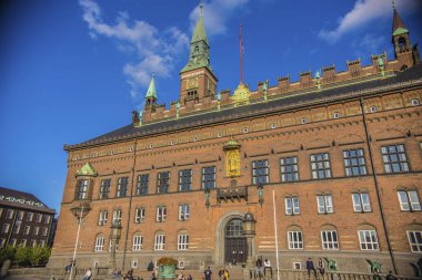 Copenhagen, Danimarka - Haziran 2018: Copenhagen cityscape Belediye yaz güneşli gün, Danimarka bina ile 