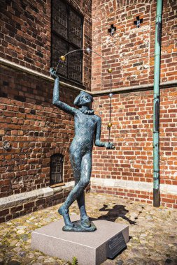 Metal jester'ın heykeli Malmo Kalesi, Malmo City, İsveç tarihi Hisar/kale avlusunda