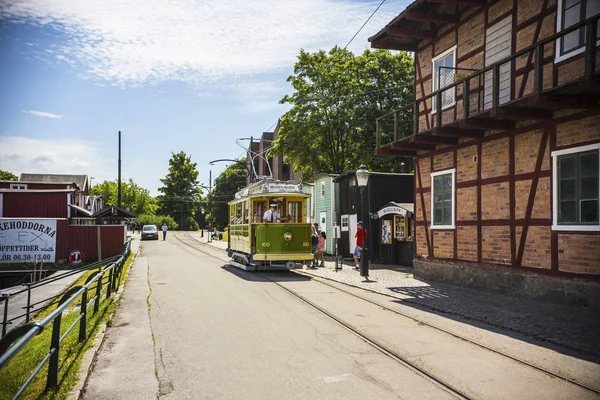 Tranvía Retro Histórico Calle Malmo Centro Suecia — Foto de Stock