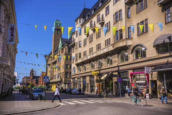 Cidade Malmo Dia Ensolarado Casas Históricas Malmo Suecia — Fotografia de Stock