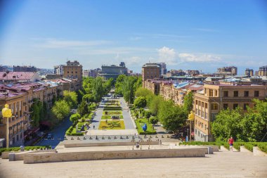 Erivan, Ermenistan'ın art arda sanat karmaşık bakış açısıyla Yerevan şehrin havadan görünümü