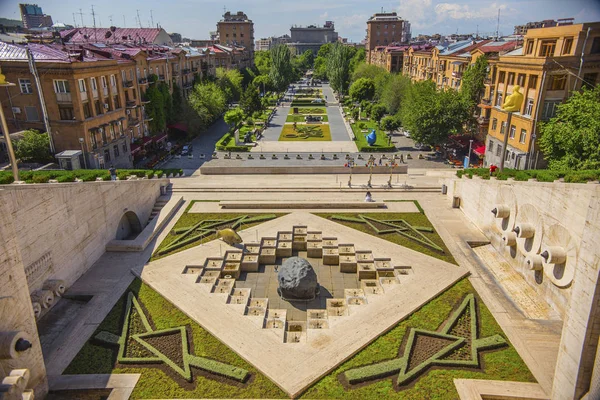 Widok Lotu Ptaka Miasta Yerevan Punktu Kompleksu Cascade Sztuki Yerevan — Zdjęcie stockowe