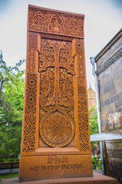 Geleneksel Ermeni cross Khor Virap Manastırı Ermenistan'da adlı Türk sınırına yakın, Ermenistan