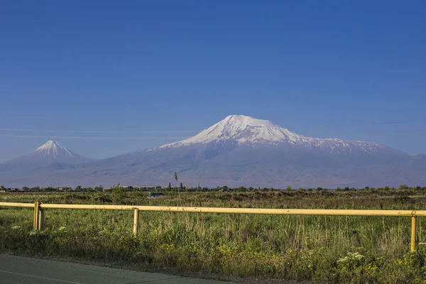 Vista Cortina Ararat Desde Complejo Del Monasterio Khor Virap Armenia — Foto de Stock