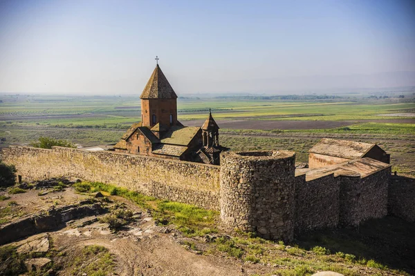 亚美尼亚 Khor Viap 2018年6月 亚美尼亚 Khor Viap 修道院 Ararat 山的土耳其边界 — 图库照片